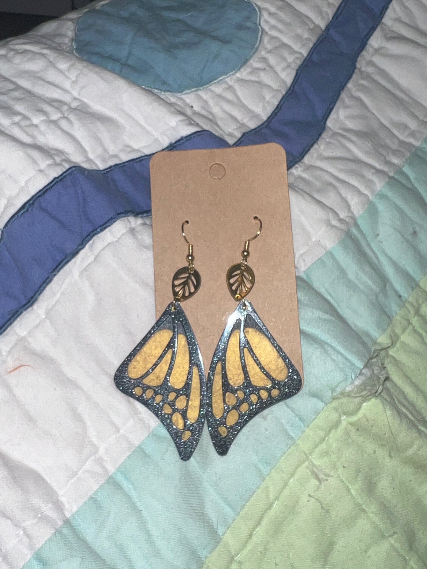 Monarch Gold Leaf Butterfly Earrings