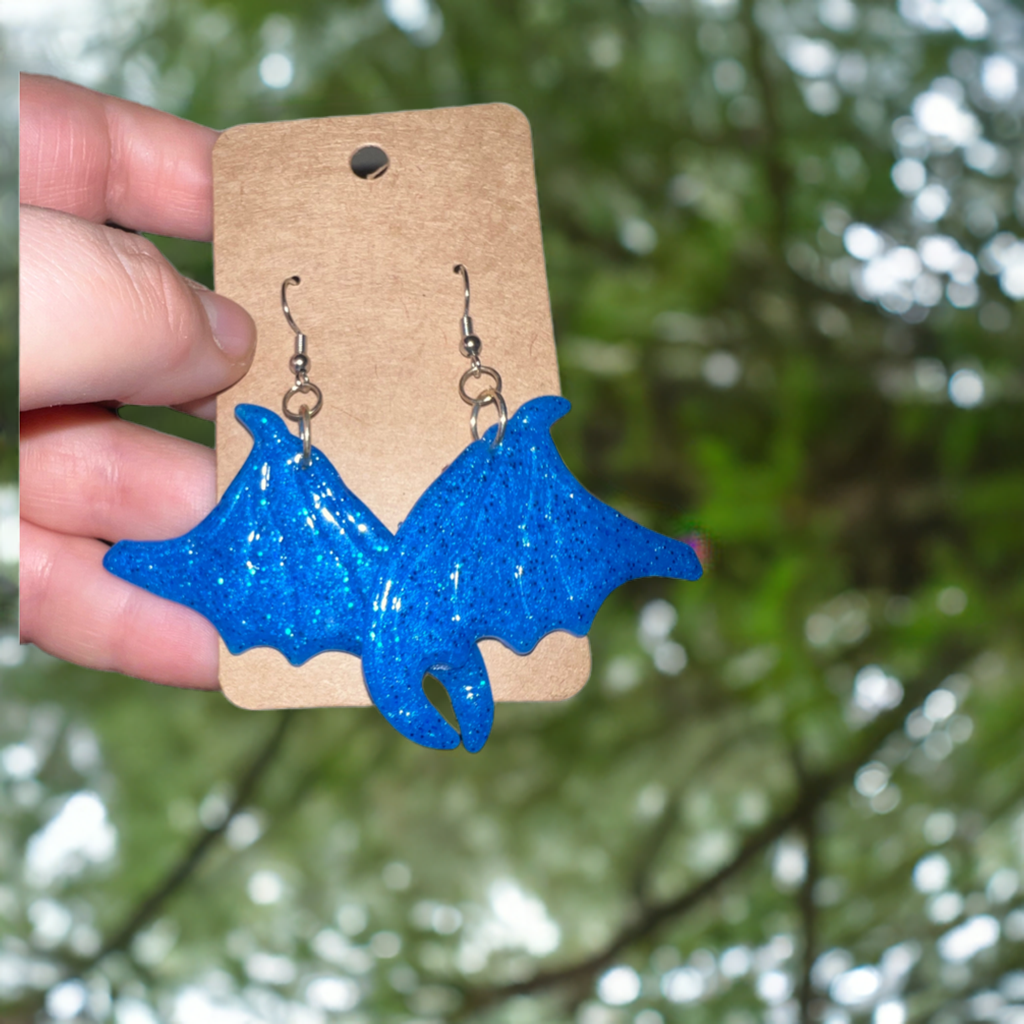 1989 BC - Blue Dragon Wing Earrings