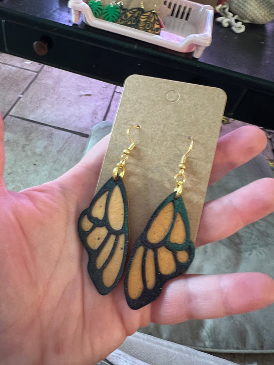 Yellow Orange Butterfly Earrings