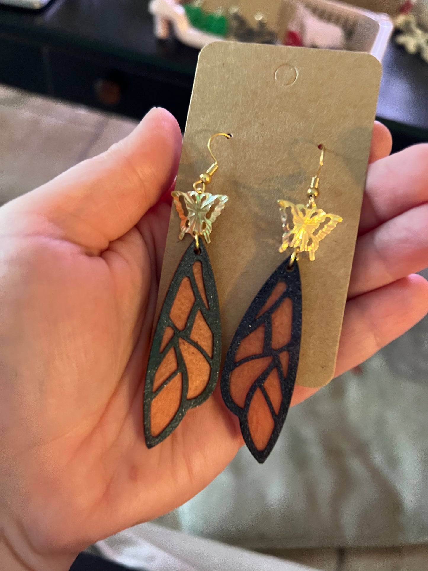 Orange Butterfly Earrings