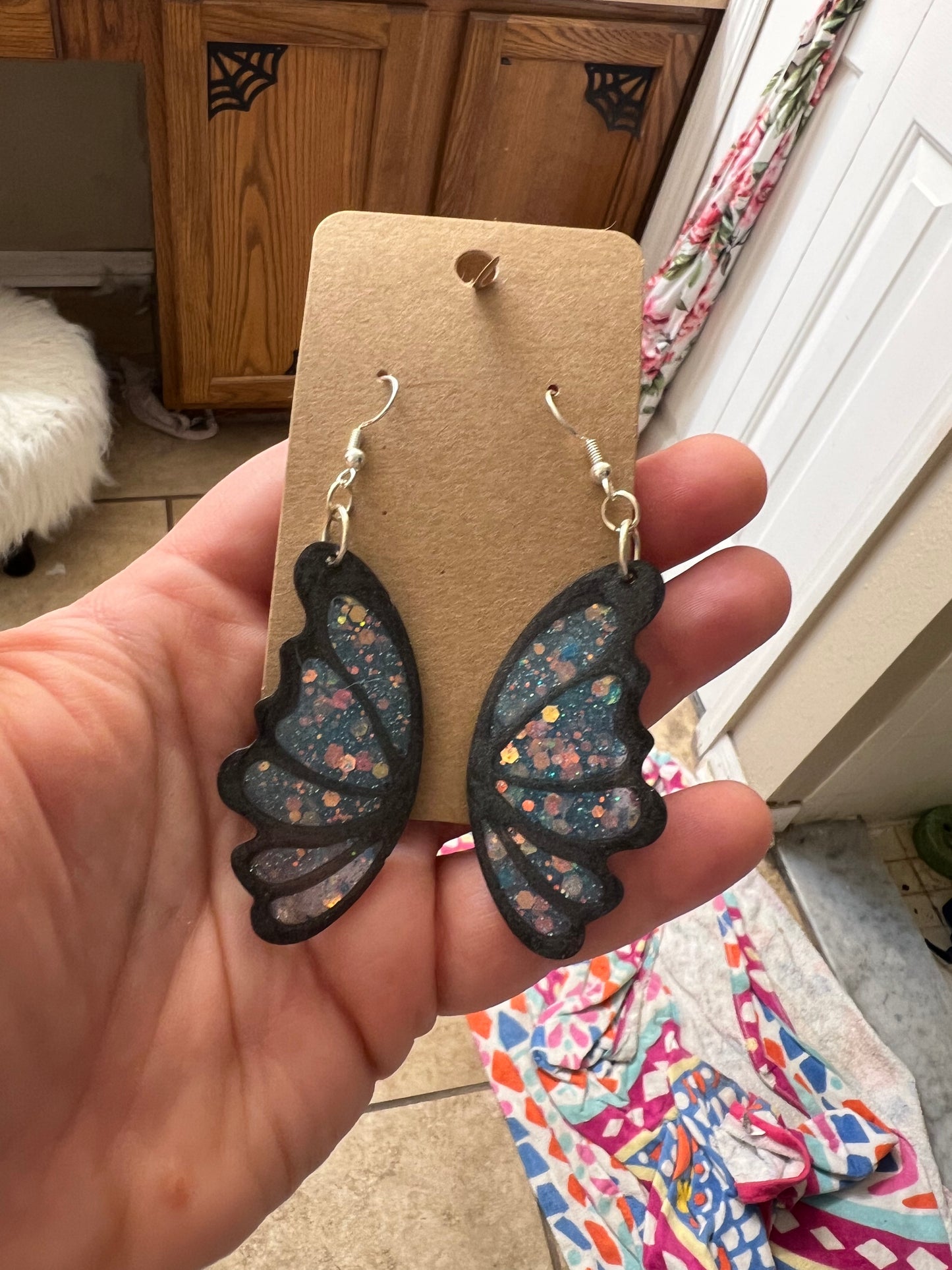 Debut Era Blue Sparkle Butterfly Earrings