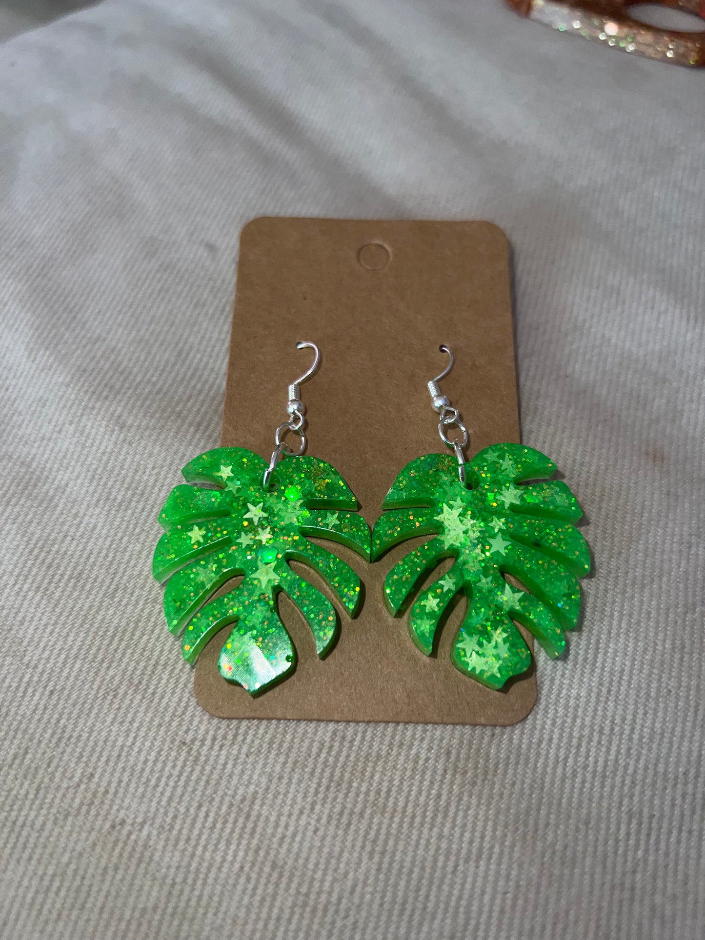 Glow in the Dark Monstera Earrings