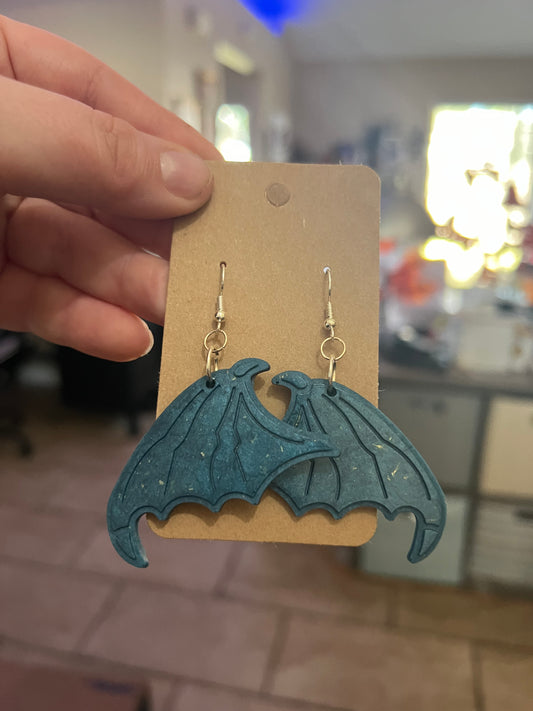 Blue Dragon Wing Earrings