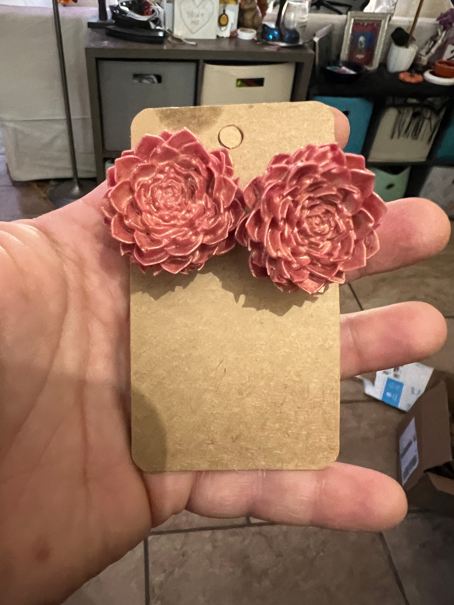 Rose Gold Succulent Stud Earrings