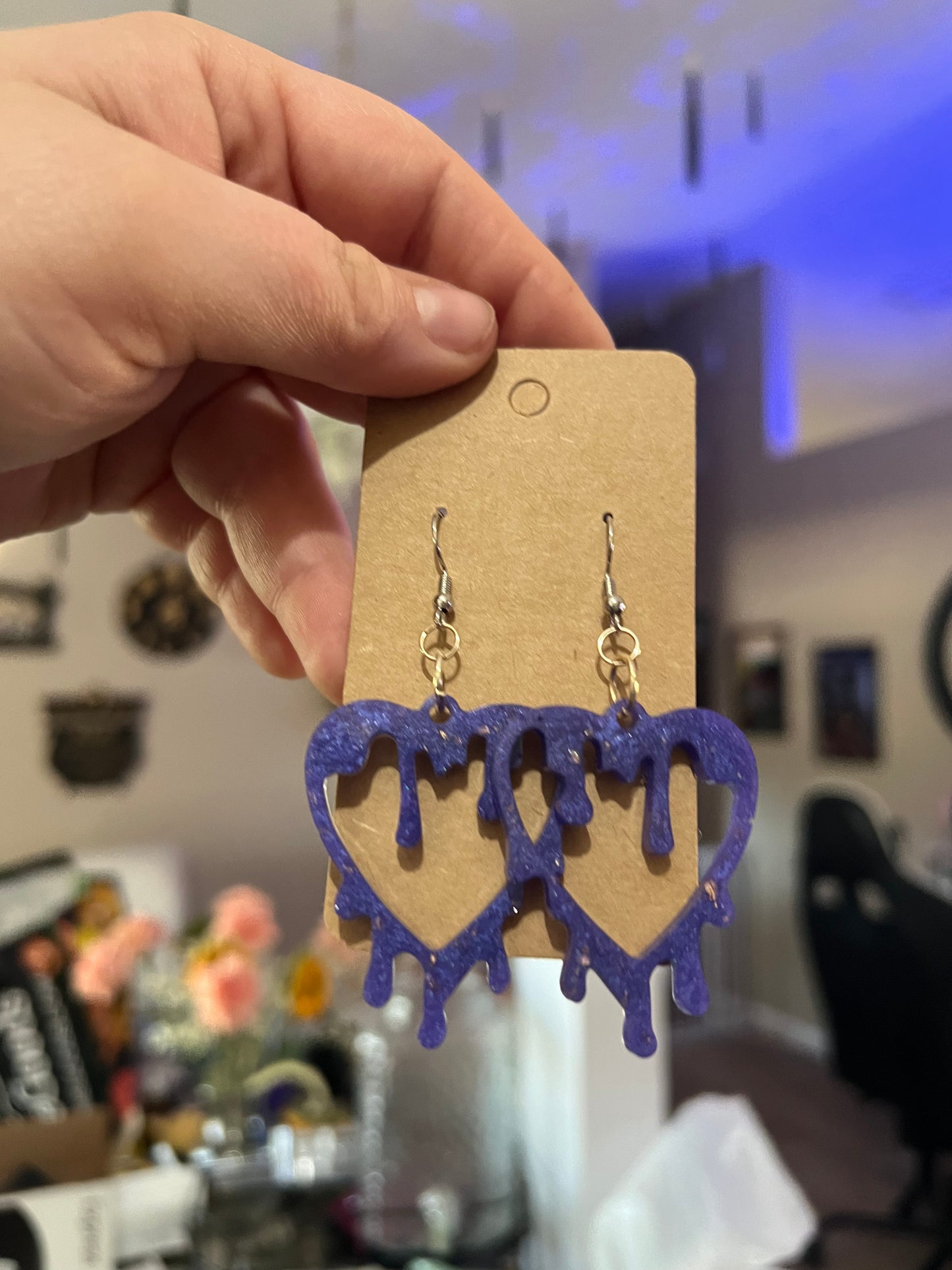 Purple Heart Earrings