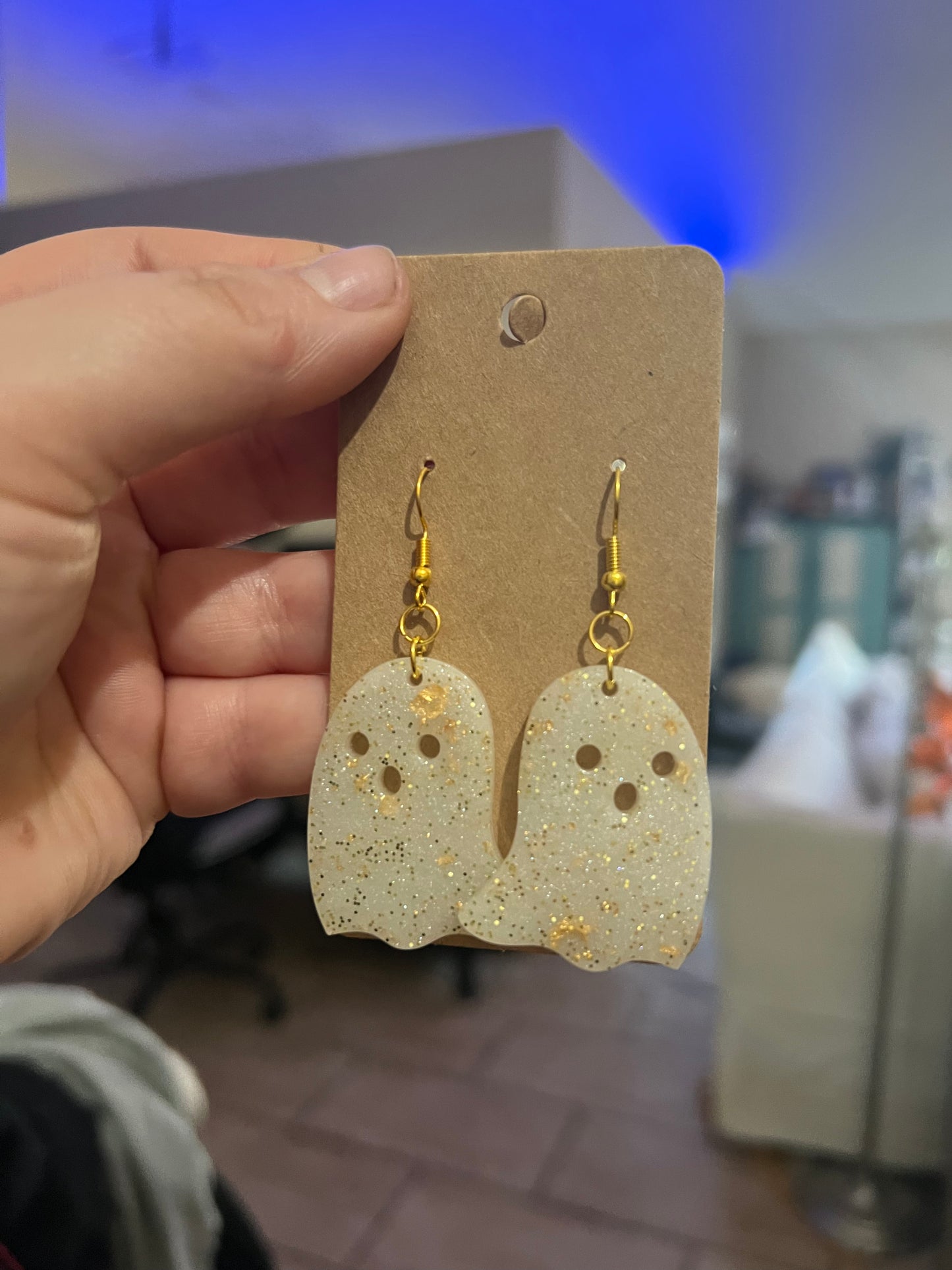 White Gold Ghost Earrings