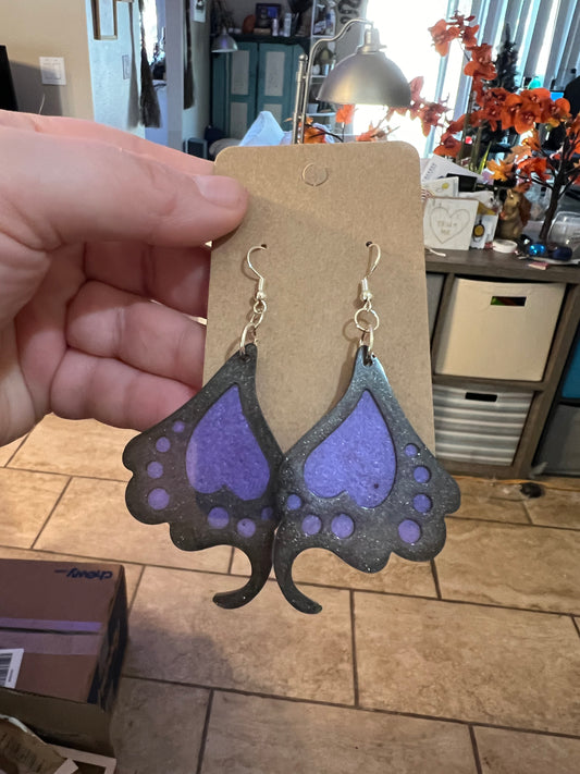 Purple Butterfly Wing Earrings