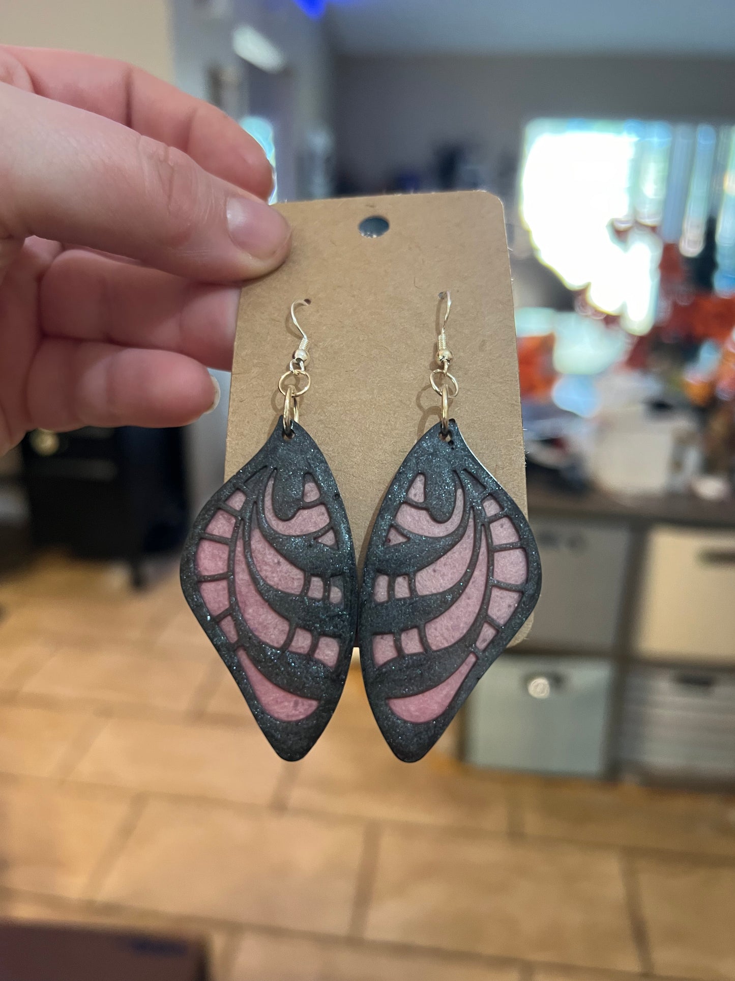 Pink Butterfly Wing Earrings