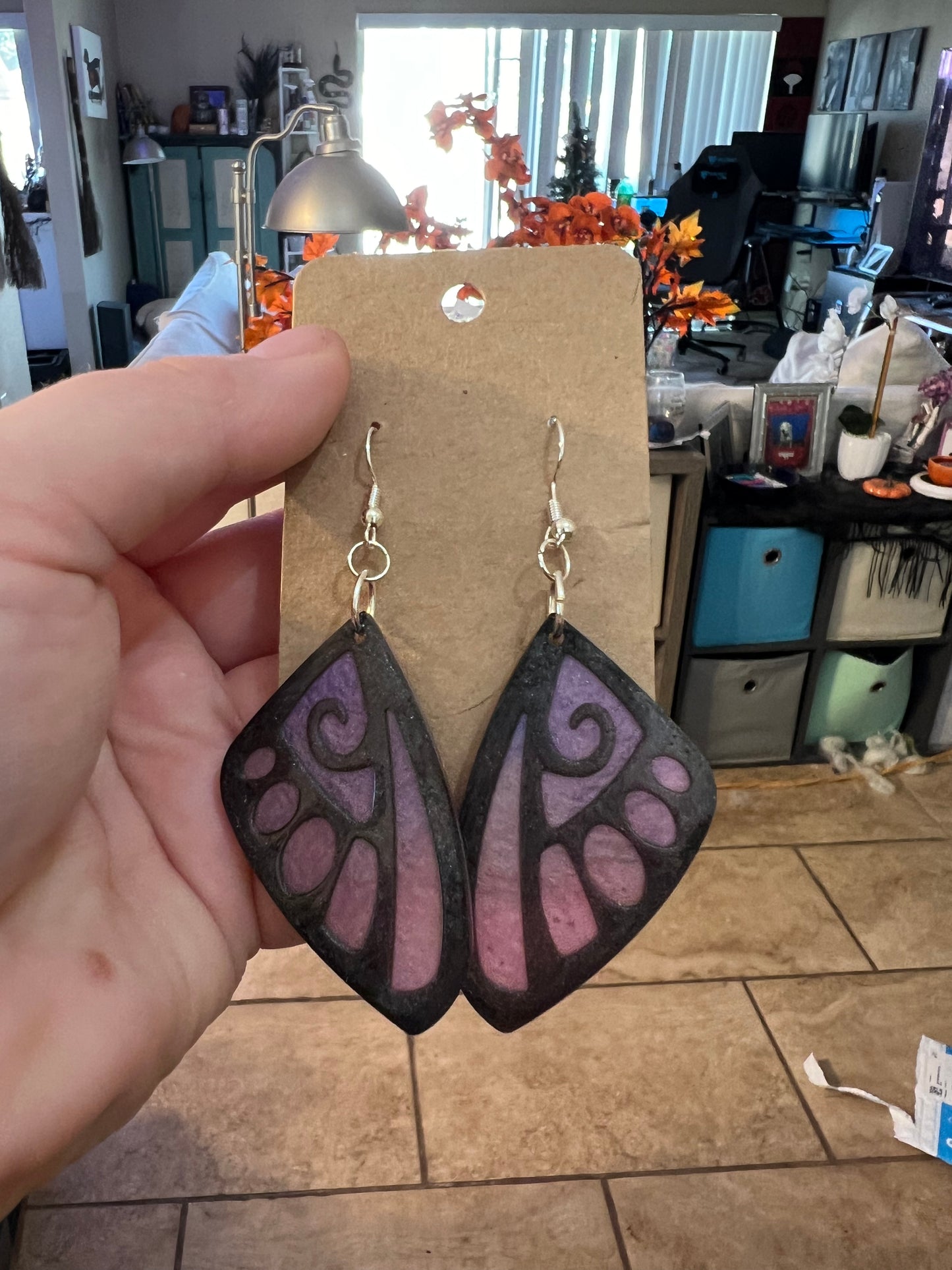 Pink Ombre Butterfly Wing Earrings