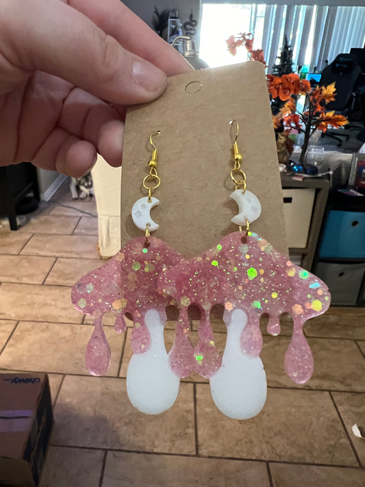 Lover Pink Mushroom Moondrop Earrings