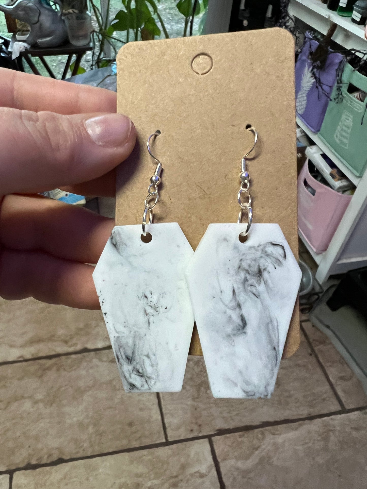 Marble Coffin Earrings