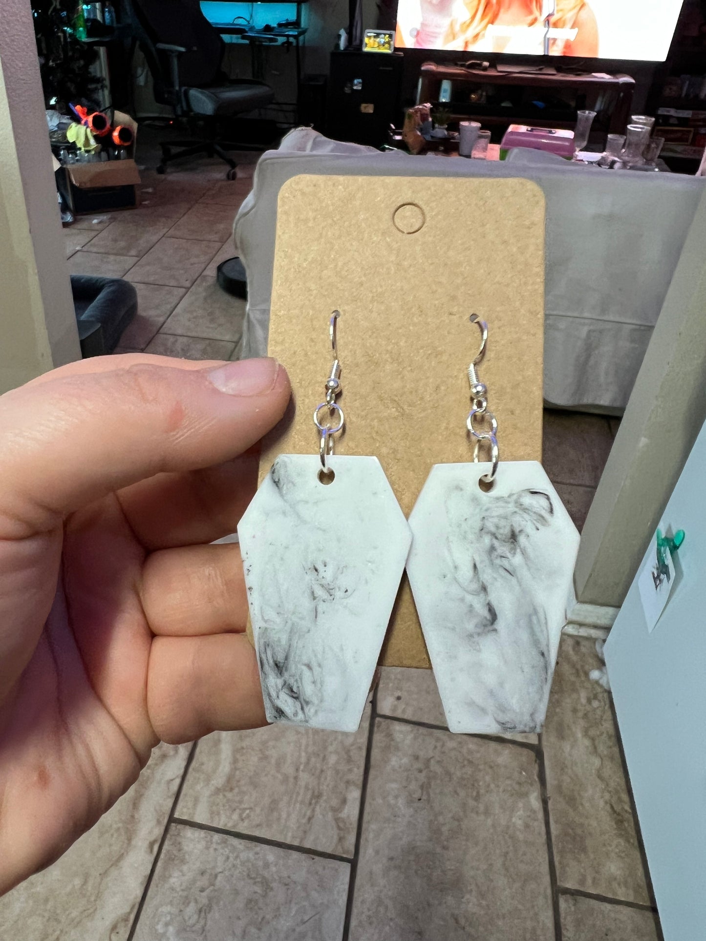 Marble Coffin Earrings