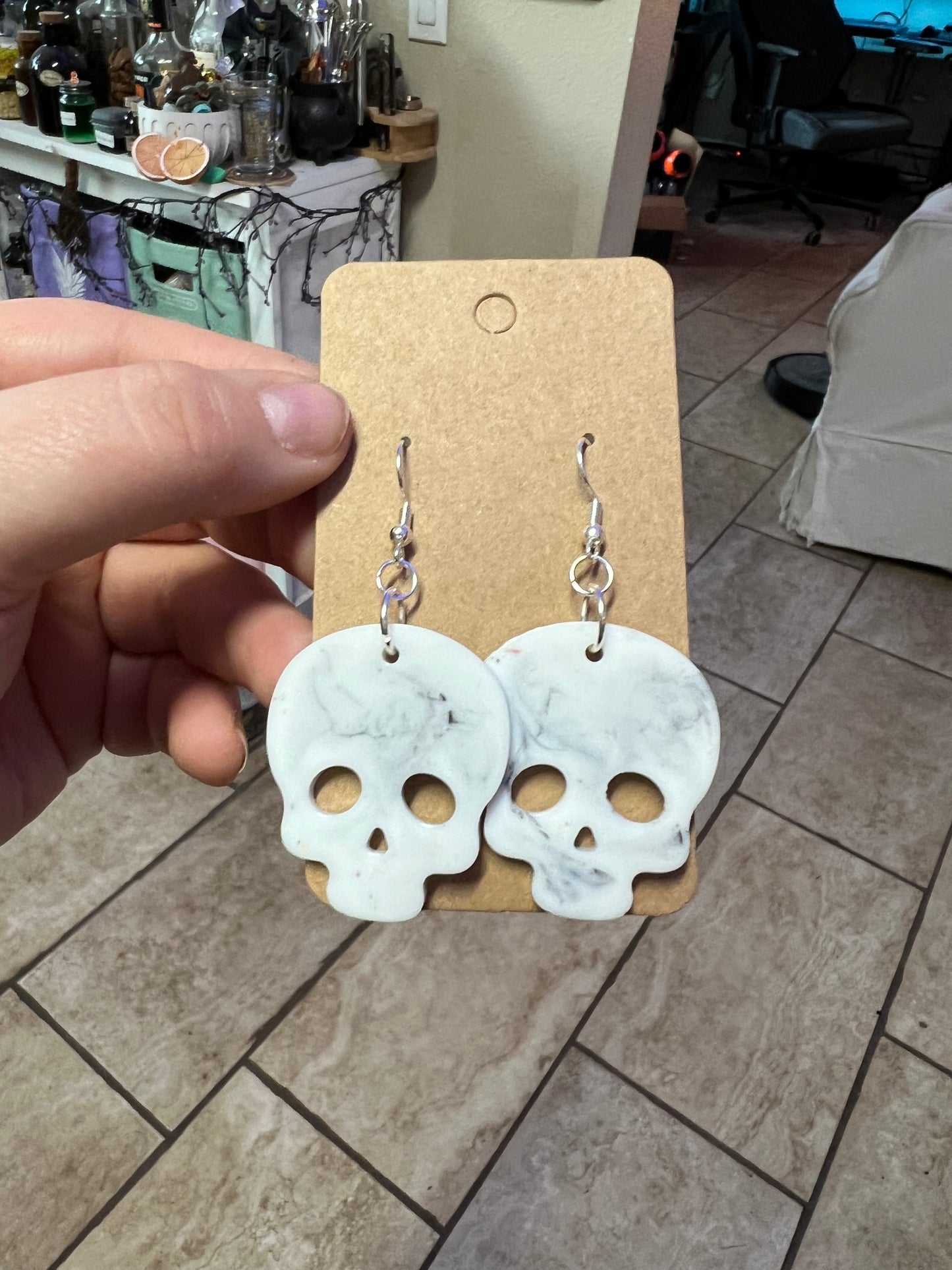 Tortured Poets Department Marble Skull Earrings