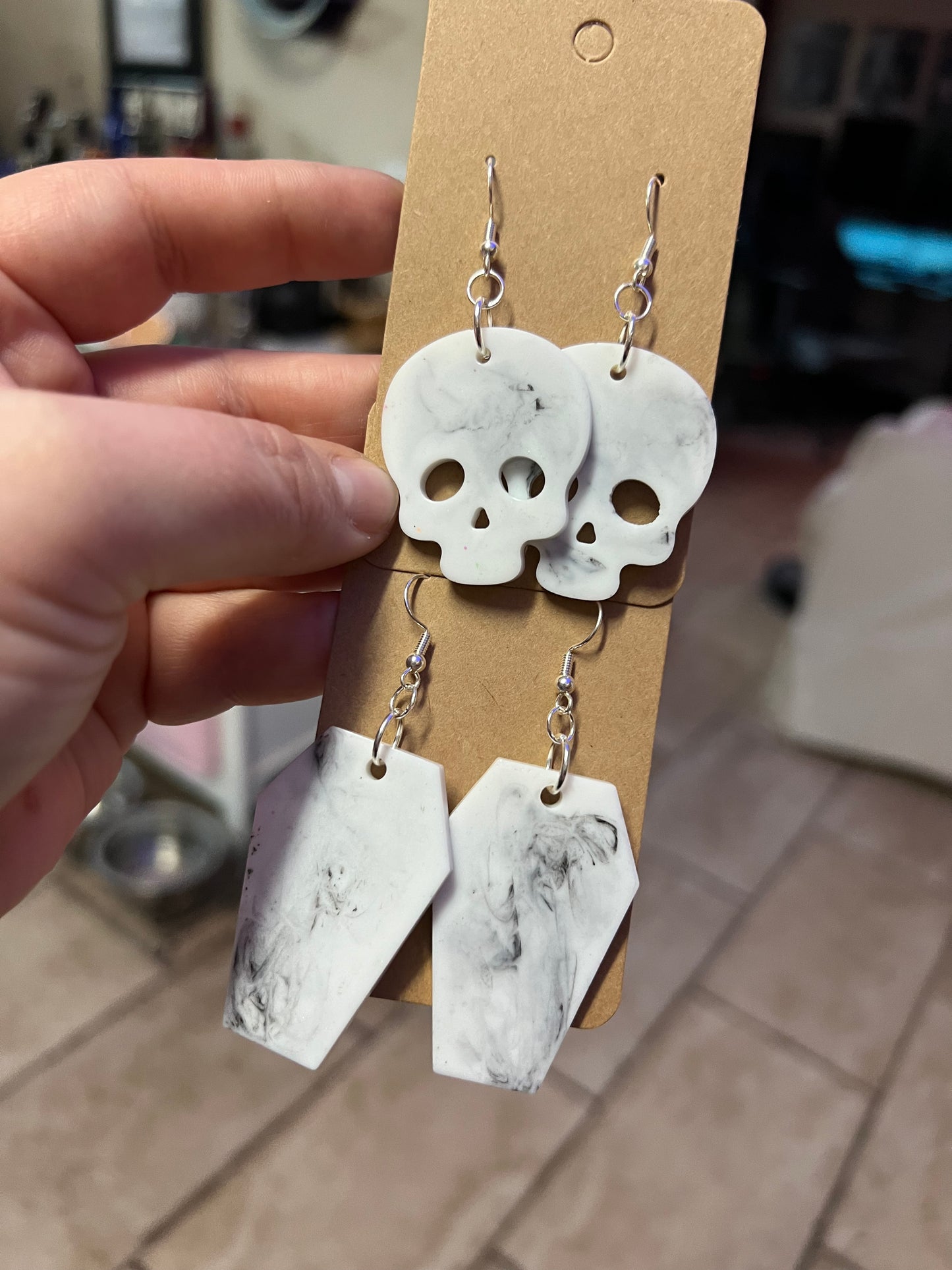 Marble Coffin Earrings