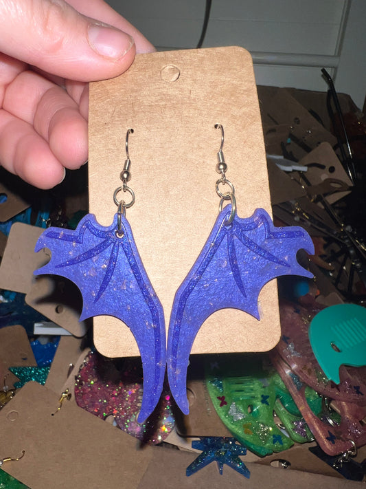 Purple Bat Wing Earrings