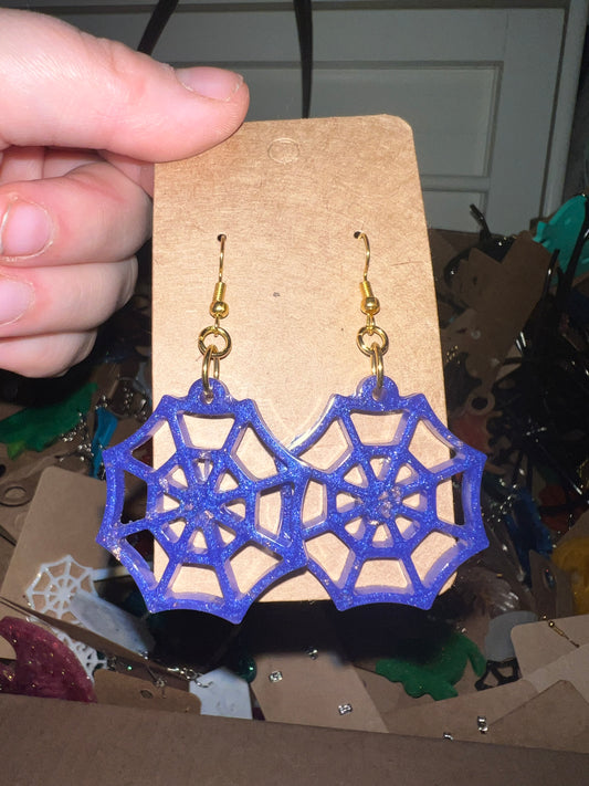 Purple Spider Web Earrings