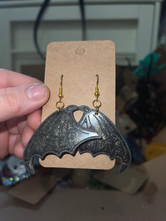 Black Dragon Wing Earrings