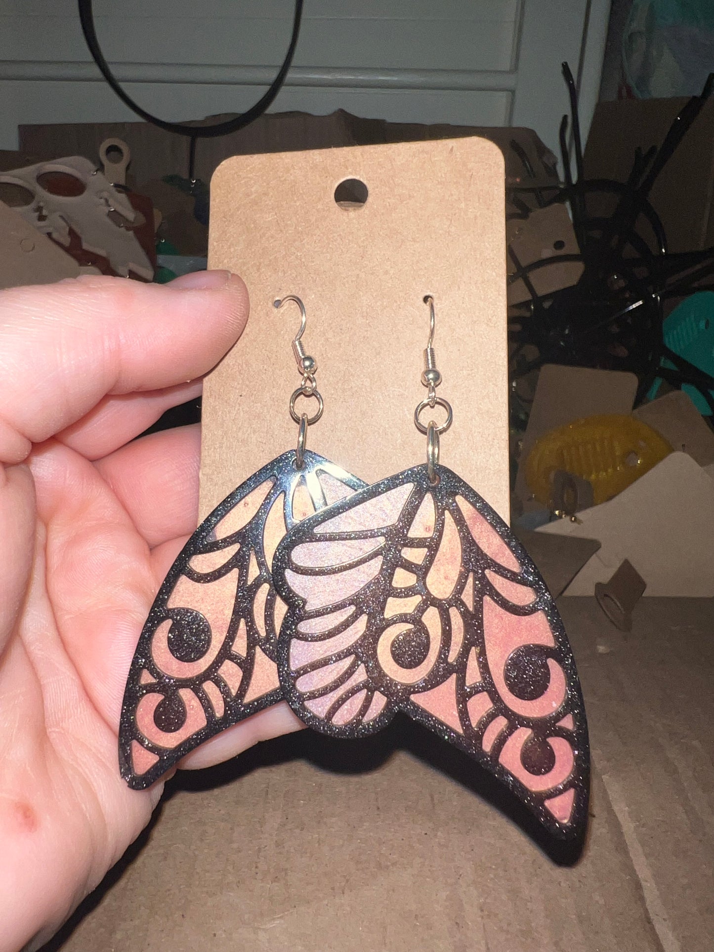 Pink Ombre Butterfly Wing Dangle Earrings