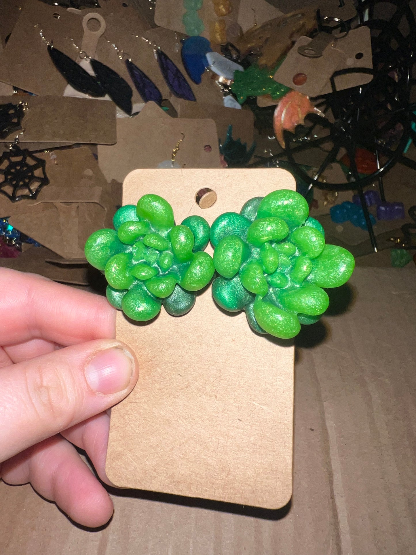 Green Ombre Succulent Stud Earrings