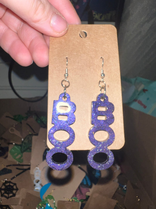 Dangling Purple Boo Earrings