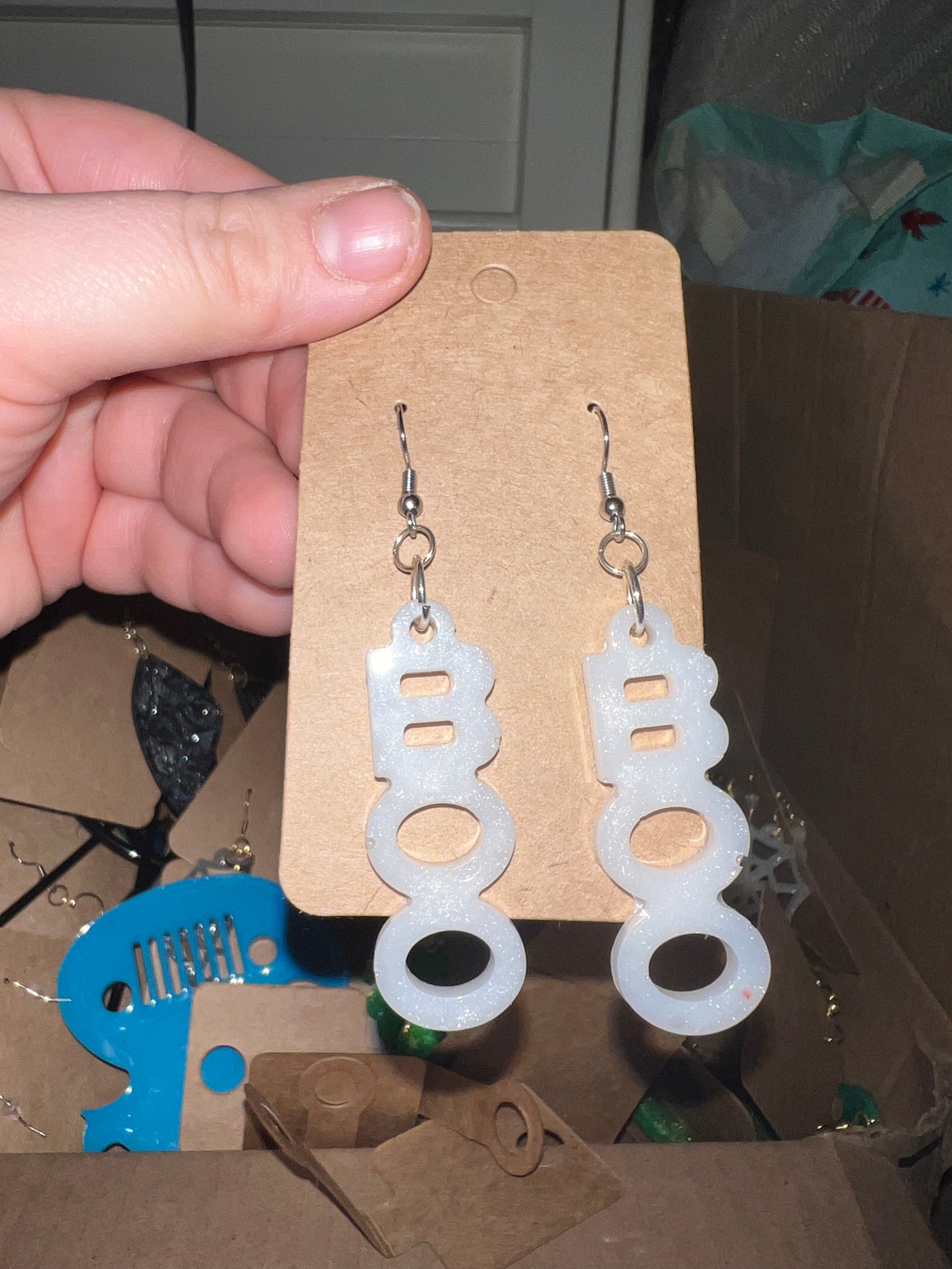 Dangling White Boo Earrings