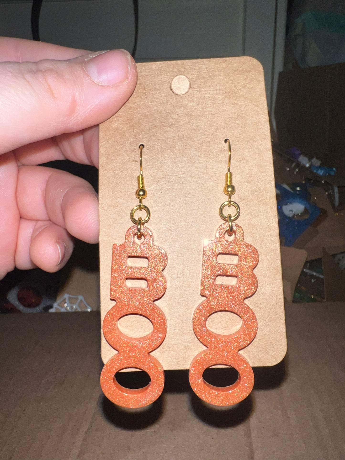 Dangling Orange Boo Earrings