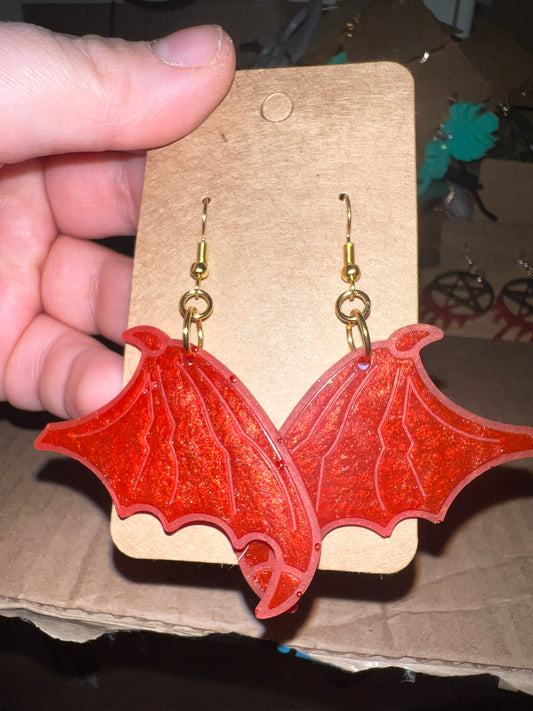 Red Dragon Wing Earrings