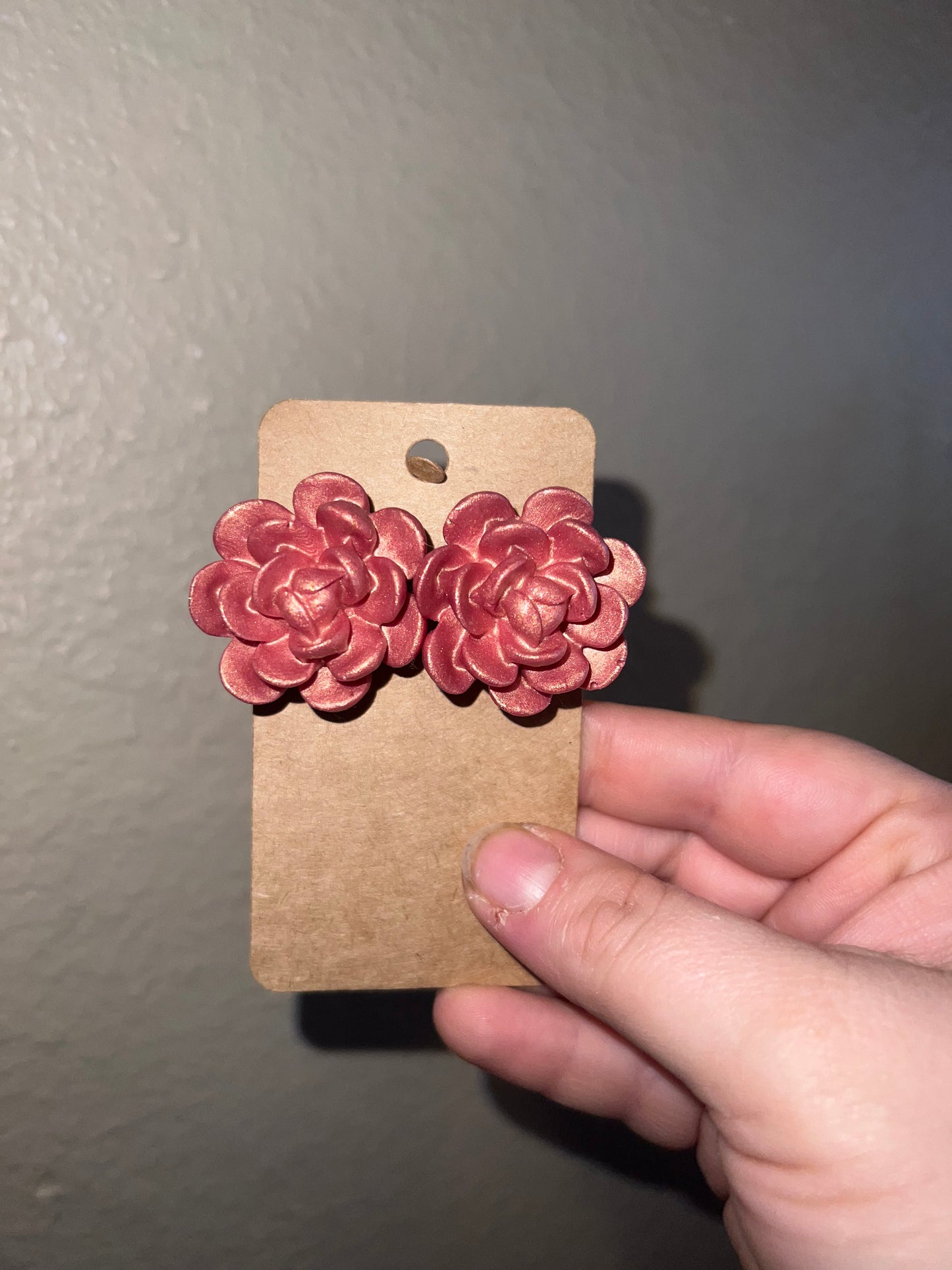 Rose Gold Succulent Stud Earrings