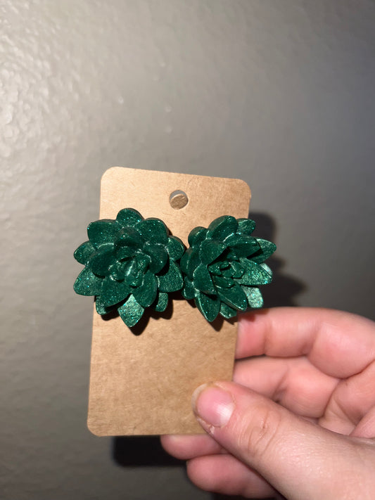 Forest Green Succulent Stud Earrings