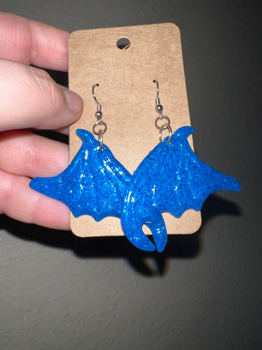 1989 BC - Blue Dragon Wing Earrings