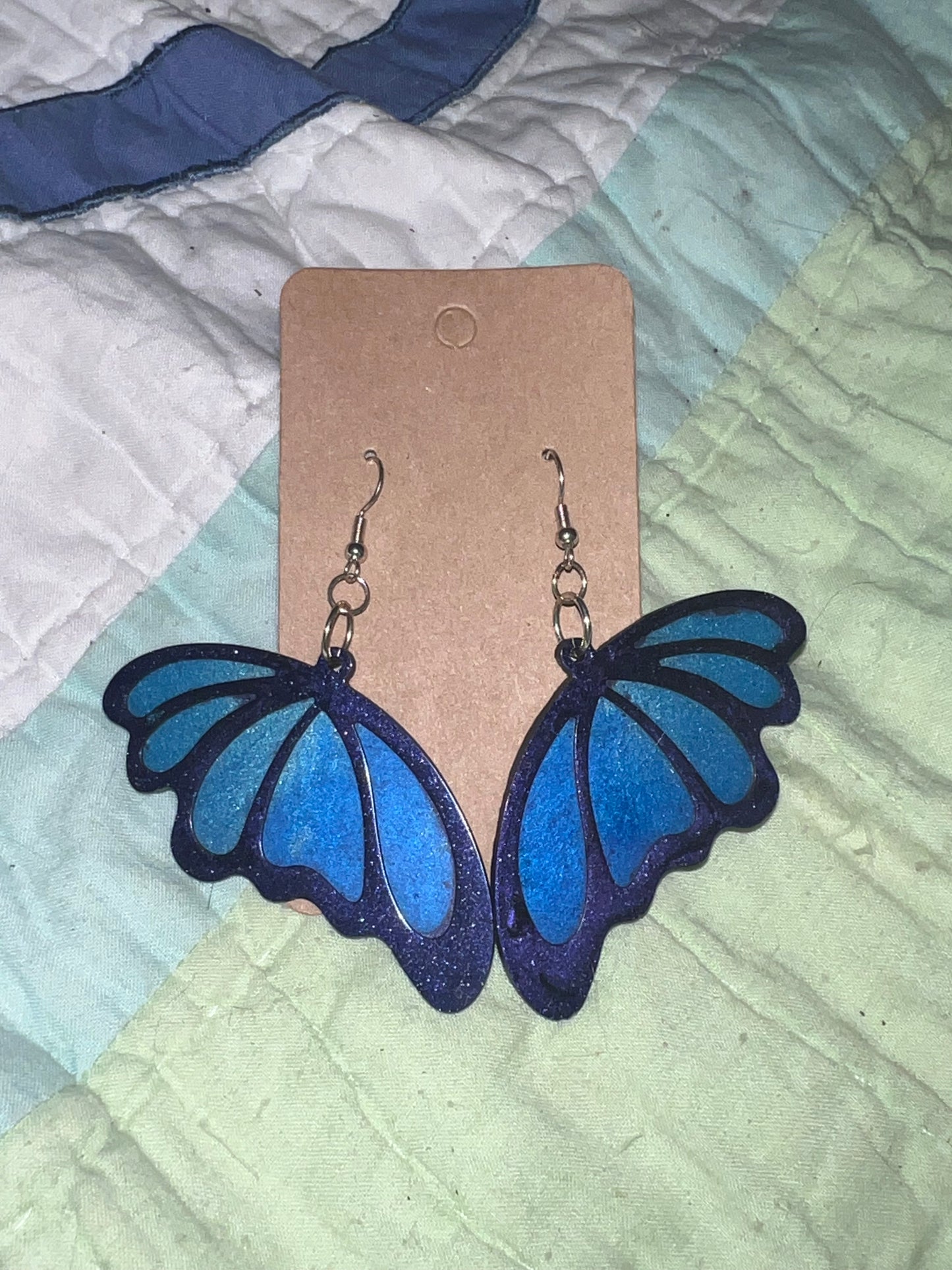 Blue Ombre Butterfly Wing Earrings