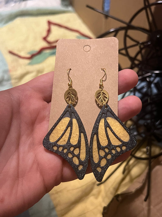 Monarch Gold Leaf Butterfly Earrings