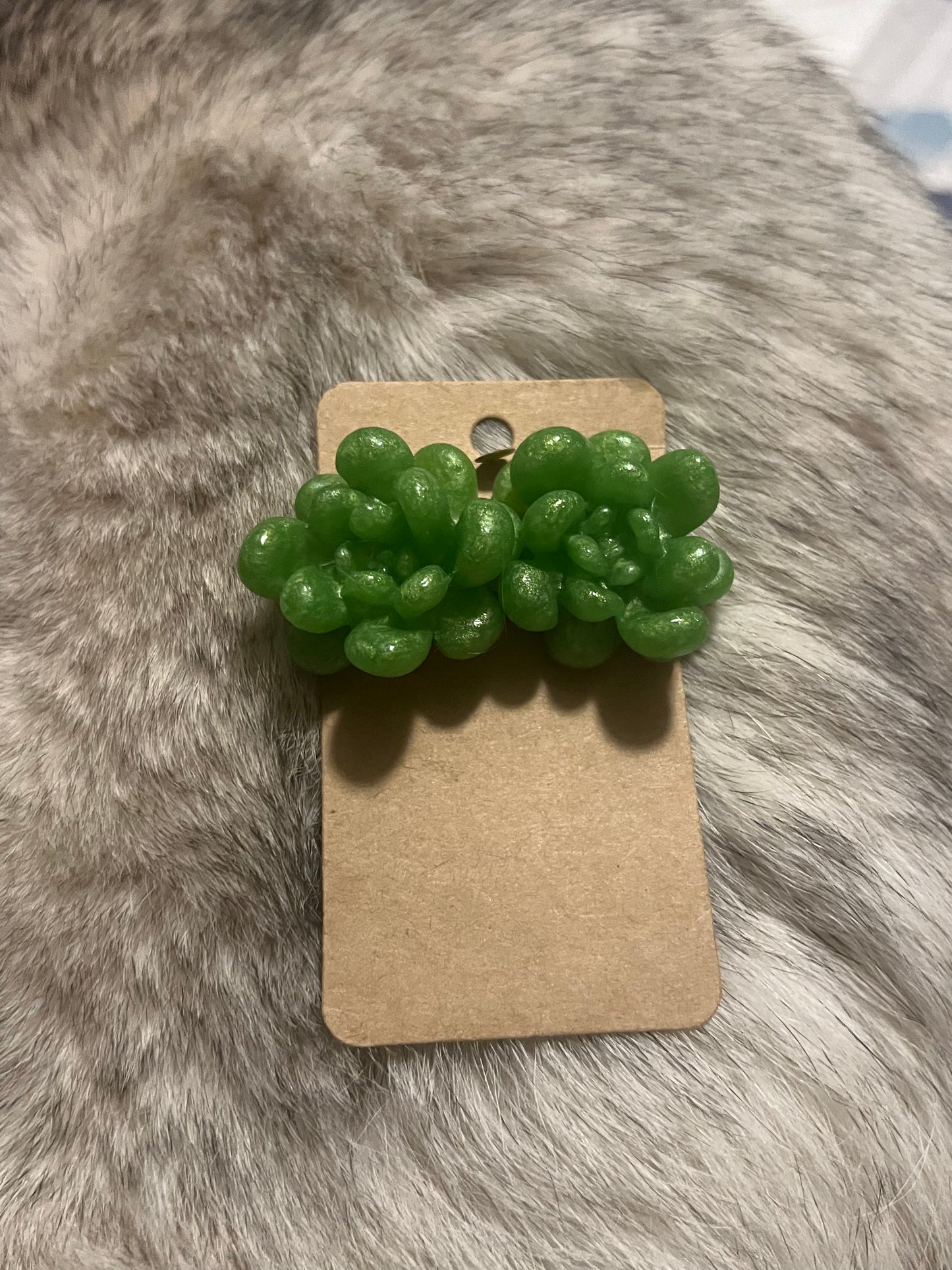 Green Succulent Stud Earrings