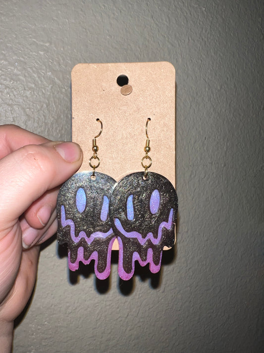 Dripping Smiley Face Dangling Earrings