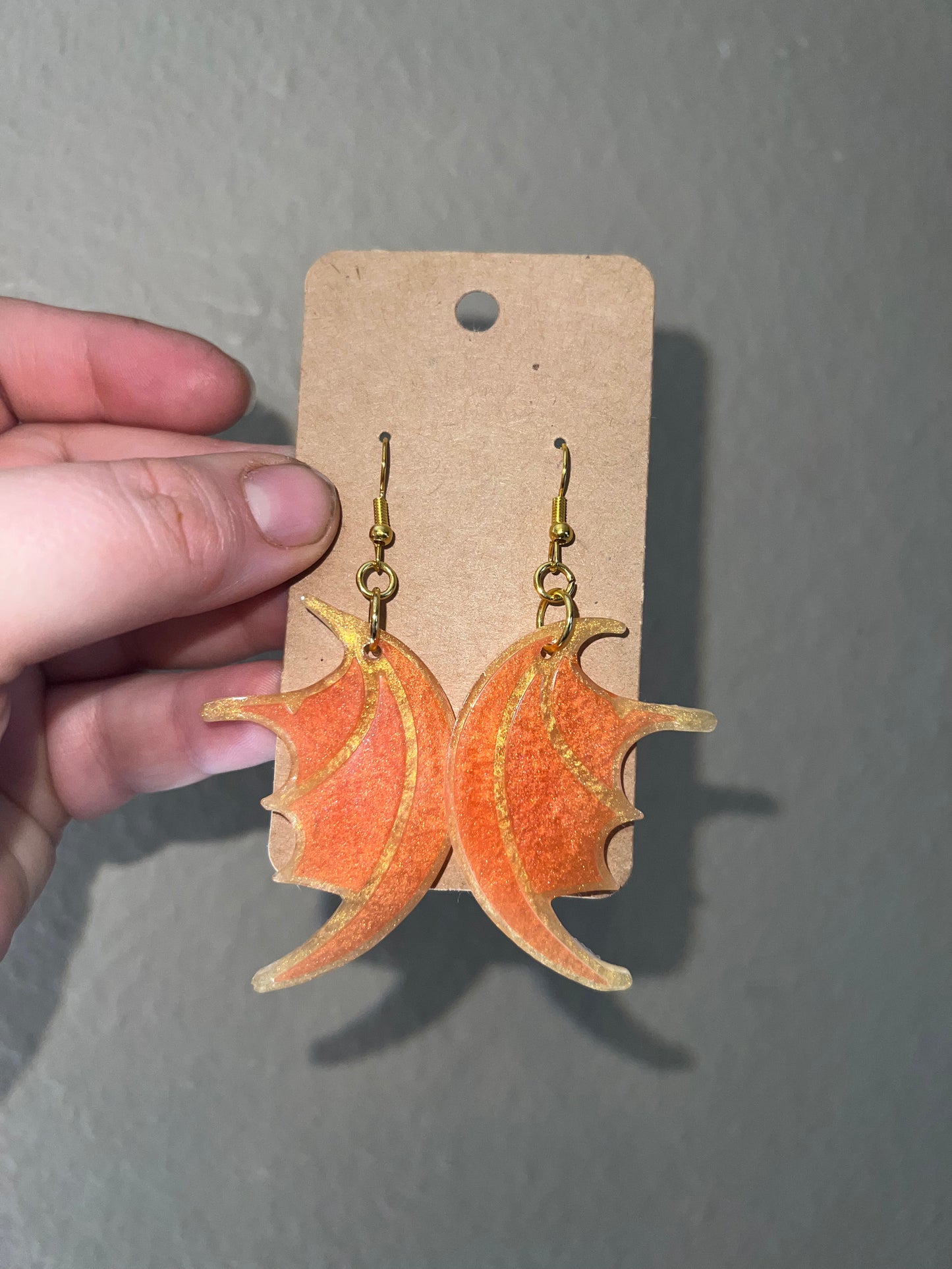 Orange and Yellow Dragon Wing Earrings