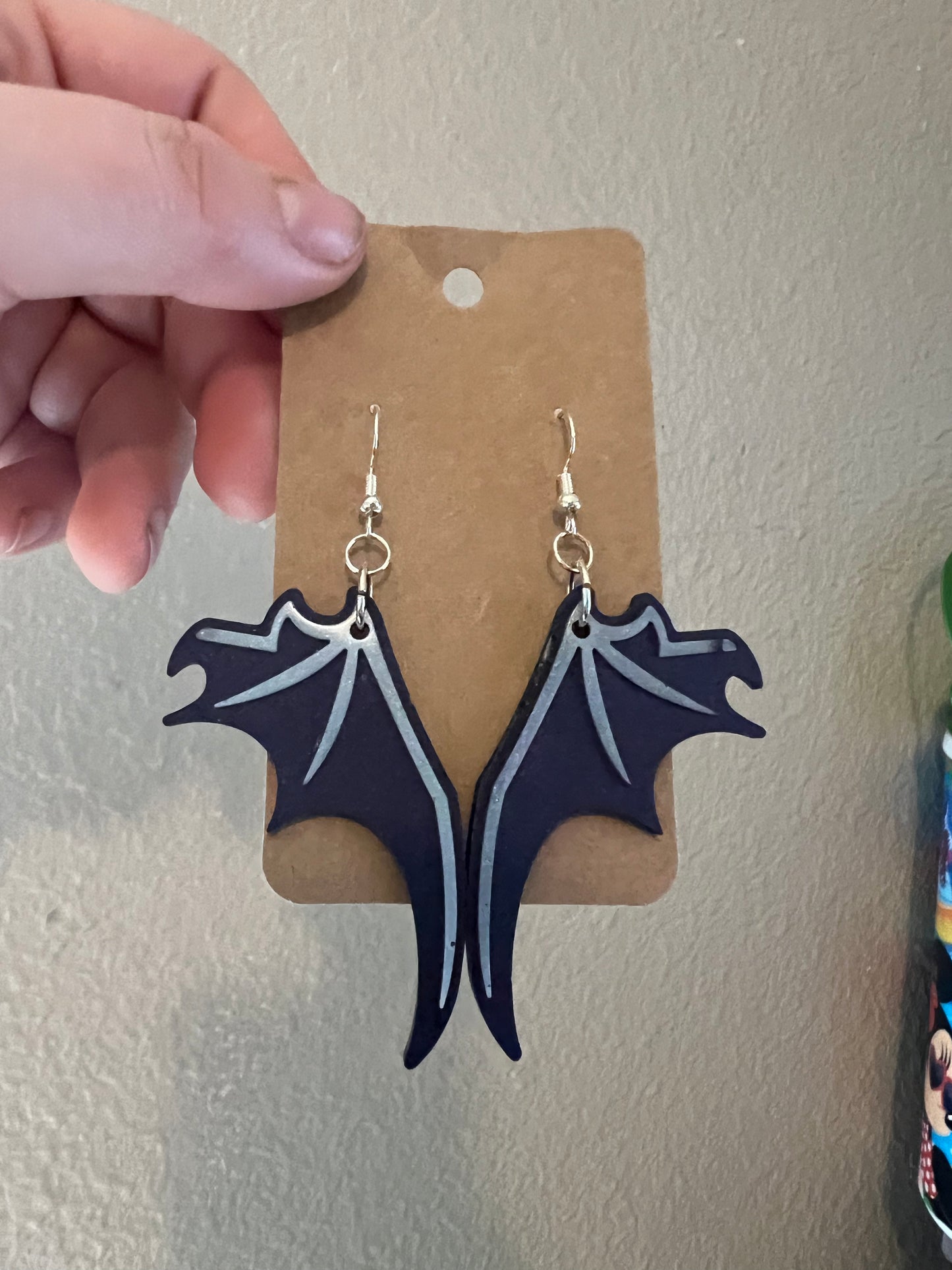 Dark Purple Bat Wing Earrings