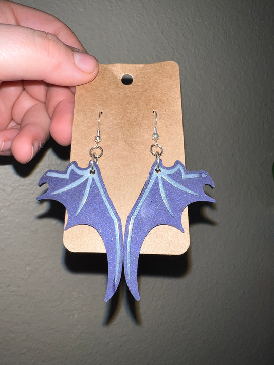 Dark Purple Bat Wing Earrings