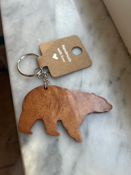 Brown Grizzly Bear Keychain