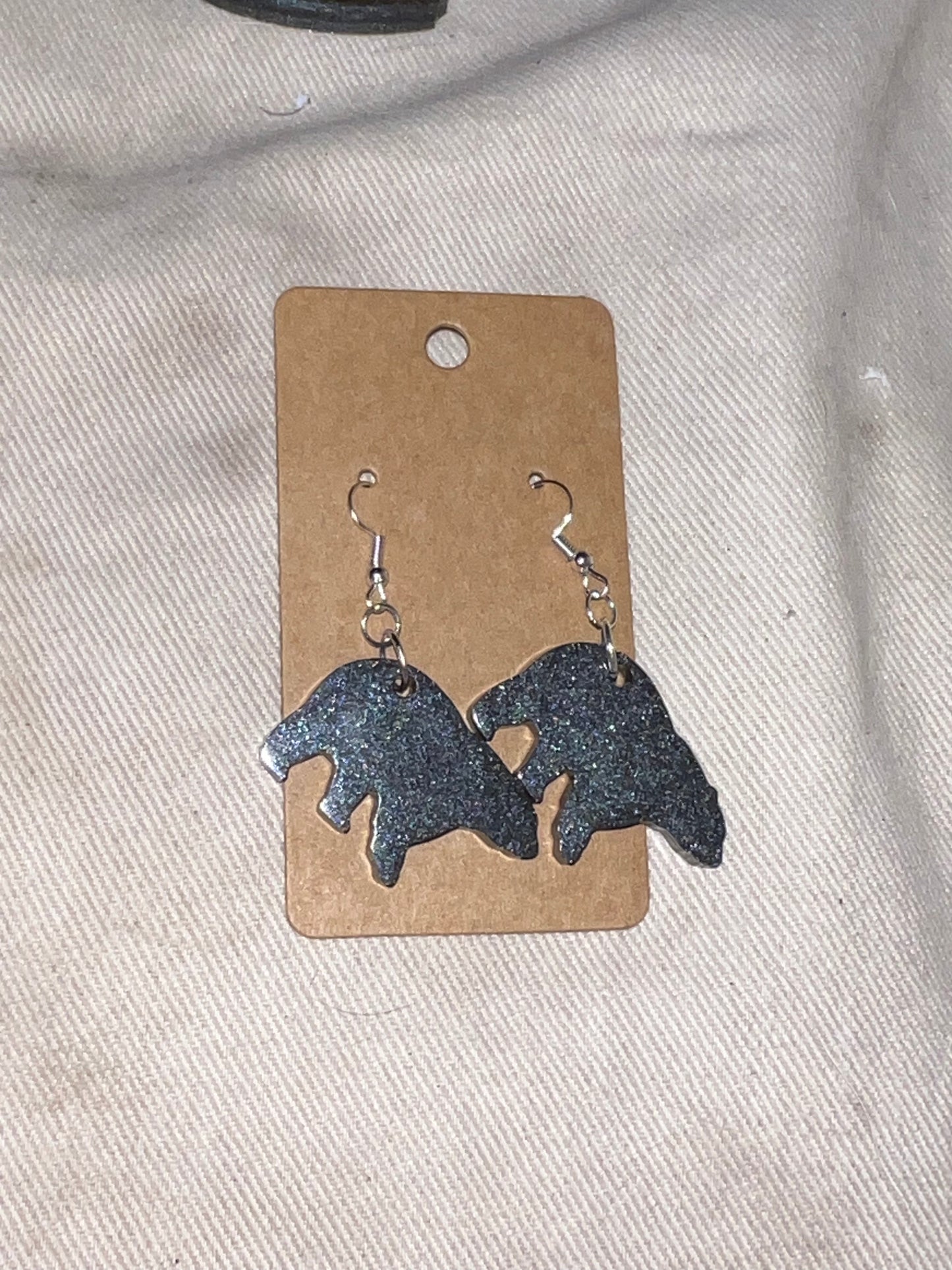 Sparkly Black Bear Earrings