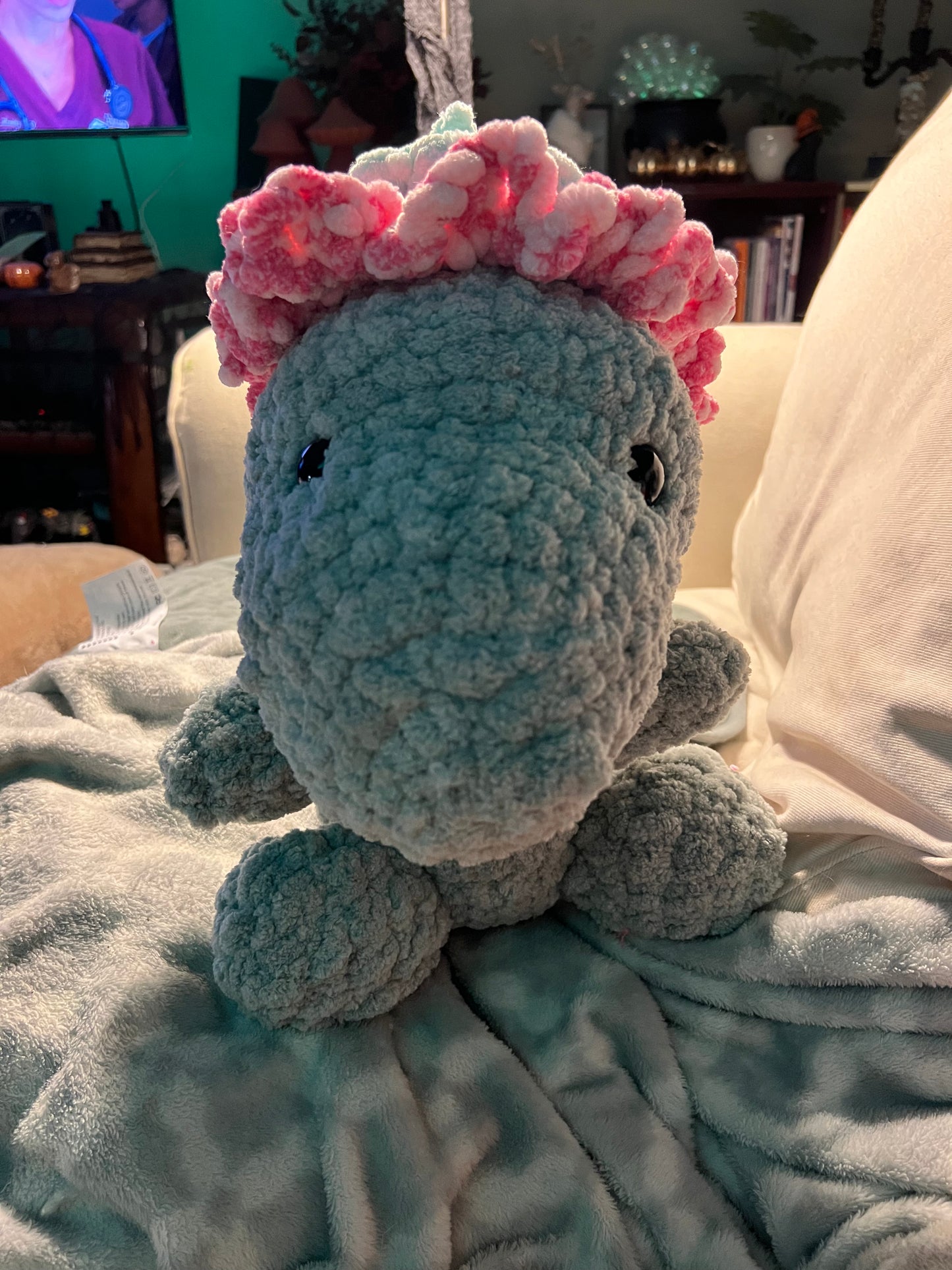 Large Dinosaur with Flower Hat