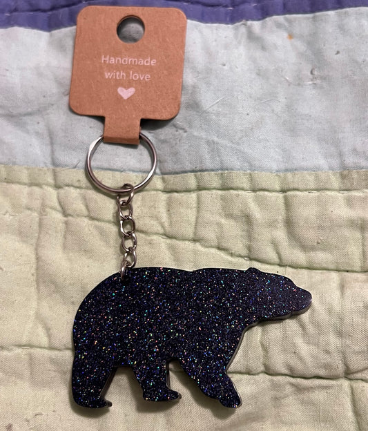 Sparkly Black Bear Keychain