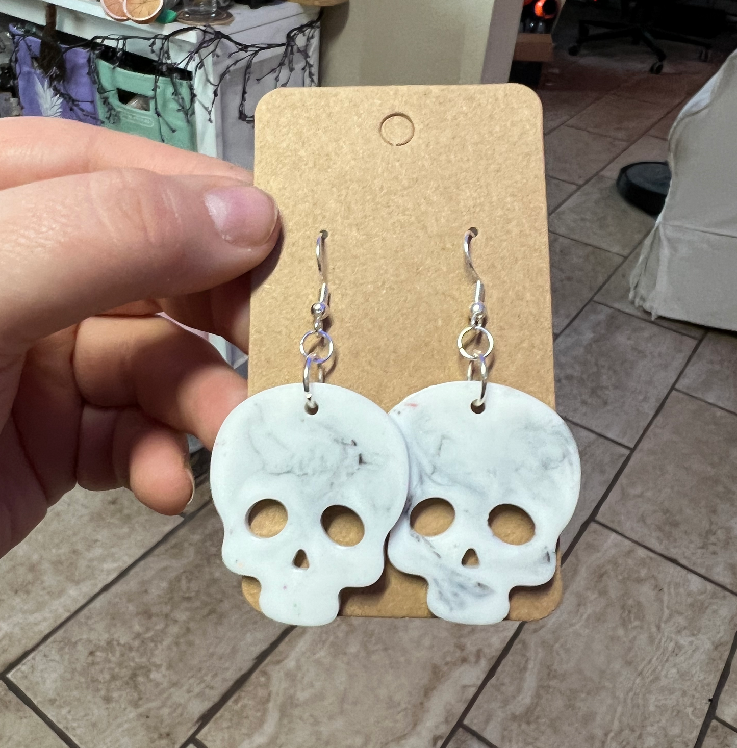 Tortured Poets Department Marble Skull Earrings